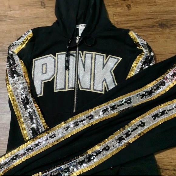 VS PINK BLING HOODIE AND YOGA LEGGINGS OUTFIT L - Picture 4 of 9